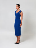 Royal Blue Sheath Double Crepe Midi