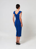 Royal Blue Sheath Double Crepe Midi