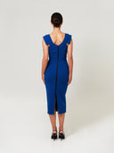 Royal Blue Sheath Double Crepe Midi
