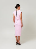 Blush Pink Structural Belted Double Crepe Midi
