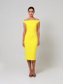 Yellow Bardot Double Crepe Midi