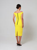 Yellow Bardot Double Crepe Midi