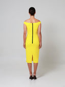 Yellow Bardot Double Crepe Midi