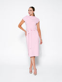 Blush Pink Structural Belted Double Crepe Midi