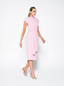 Blush Pink Structural Belted Double Crepe Midi