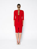 Dark Red Ruched Double Crepe Midi