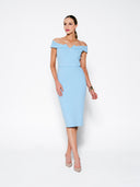 Off Shoulder Double Crepe Midi