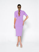Mid Sleeve Ruched Double Crepe Midi