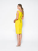Yellow Wide Neck Double Crepe Midi