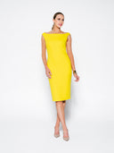 Yellow Wide Neck Double Crepe Midi