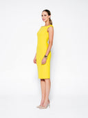 Yellow Wide Neck Double Crepe Midi